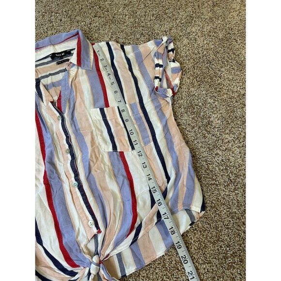 Miss Me Women's XS Striped Tie Front Crop Top Blouse Multicolor - Picture 7 of 7
